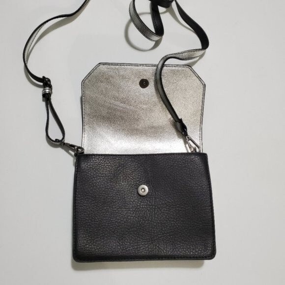 silver and black colorblock crossbody bag square by MMS - Picture 2 of 10